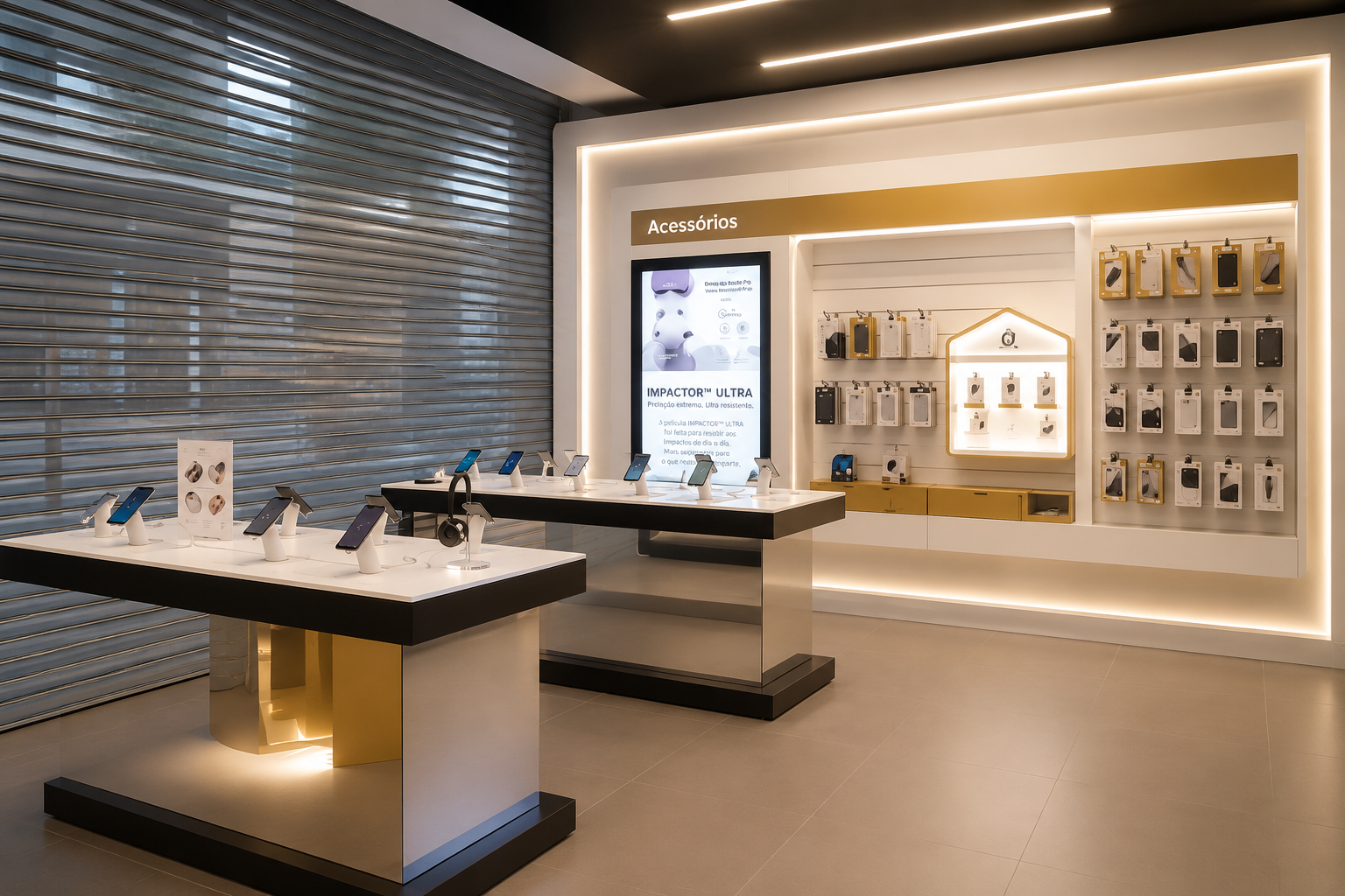Display corporativo em madeira de alto padrão